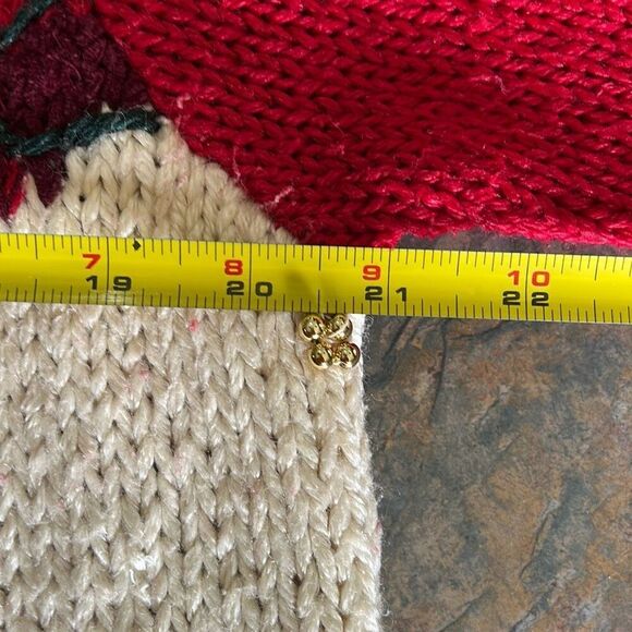 Vintage Adrian Delafield Christmas Tree Sweater Embellishments Gold beads Bulky - Picture 8 of 12